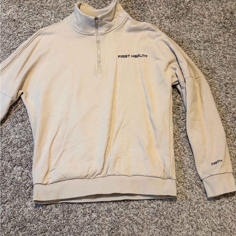 Women's Cream Zip Up Sweater